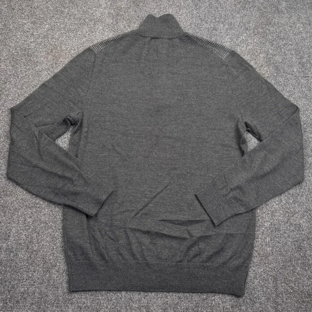 Banana Republic Merino Wool Sweater‎ Mens Size Medium Dark Gray 1/4 Zip Knit